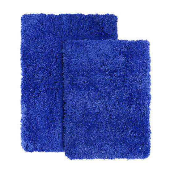 2PC Shaggy Area Rug Set with Non-Slip Backing Rubber Large & Small Cozy Bath Mat