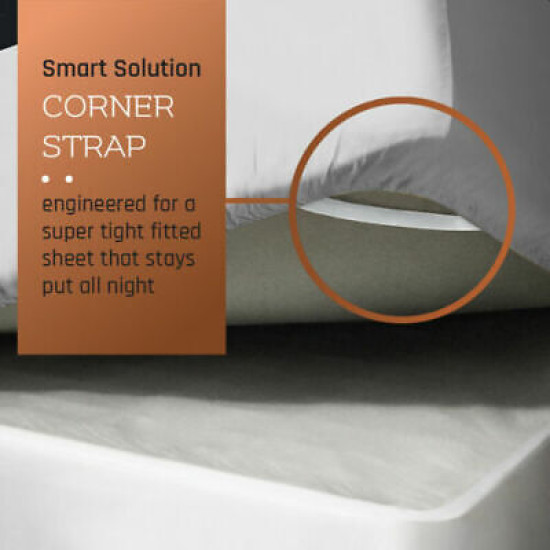 21” Extra Deep Pocket Ultra Soft Fitted Sheet with Corner Straps, King - Silver