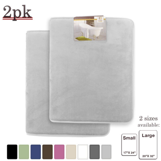 PACK OF 2: Luxurious Bath Mat Memory Foam Filled Non-Slip Absorbent Bathroom Rug