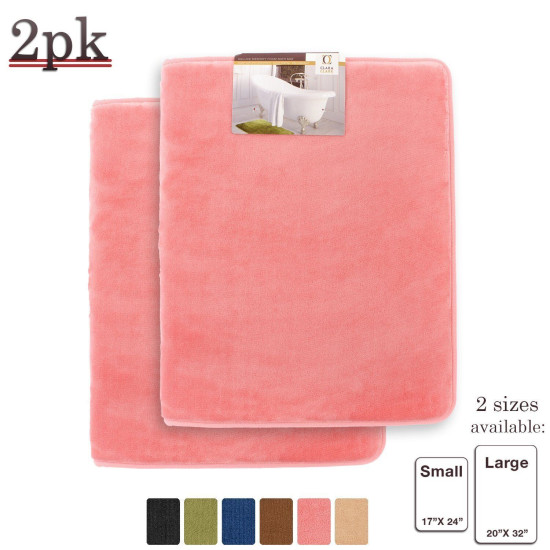 PACK OF 2: Luxurious Bath Mat Memory Foam Filled Non-Slip Absorbent Bathroom Rug