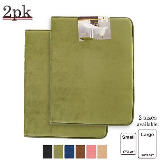 PACK OF 2: Luxurious Bath Mat Memory Foam Filled Non-Slip Absorbent Bathroom Rug