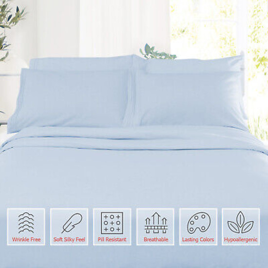1800 Queen Or King Bed Sheets Ultra Soft Microfiber Deep Pocket 4 Pc Sheet Set