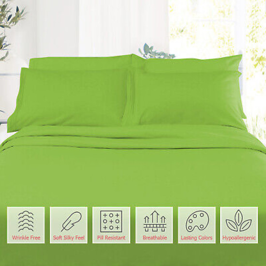 1800 Queen Or King Bed Sheets Ultra Soft Microfiber Deep Pocket 4 Pc Sheet Set