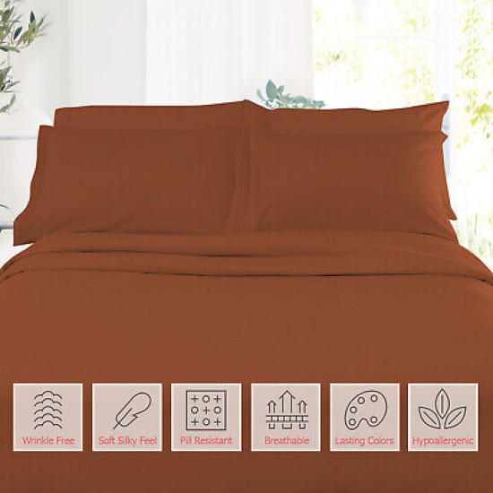 1800 Queen Or King Bed Sheets Ultra Soft Microfiber Deep Pocket 4 Pc Sheet Set