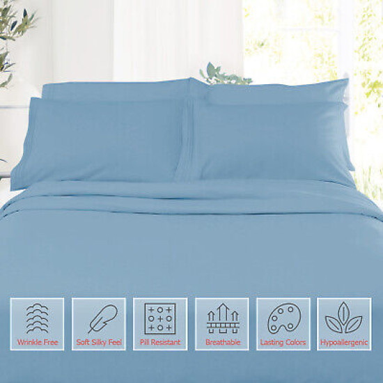 1800 Queen Or King Bed Sheets Ultra Soft Microfiber Deep Pocket 4 Pc Sheet Set