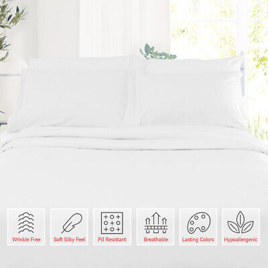 1800 Queen Or King Bed Sheets Ultra Soft Microfiber Deep Pocket 4 Pc Sheet Set