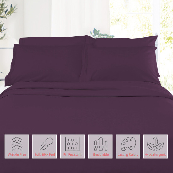 1800 Queen Or King Bed Sheets Ultra Soft Microfiber Deep Pocket 4 Pc Sheet Set