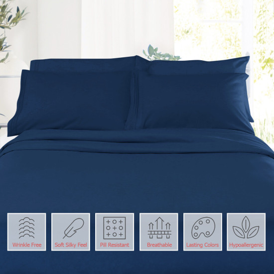 1800 Queen Or King Bed Sheets Ultra Soft Microfiber Deep Pocket 4 Pc Sheet Set