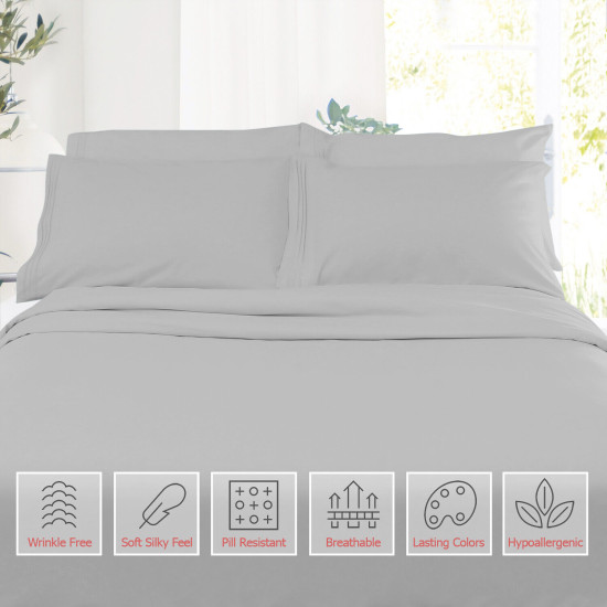 1800 Queen Or King Bed Sheets Ultra Soft Microfiber Deep Pocket 4 Pc Sheet Set