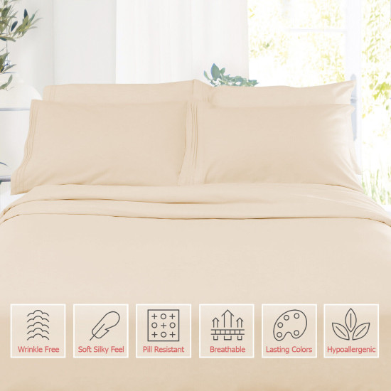 1800 Queen Or King Bed Sheets Ultra Soft Microfiber Deep Pocket 4 Pc Sheet Set