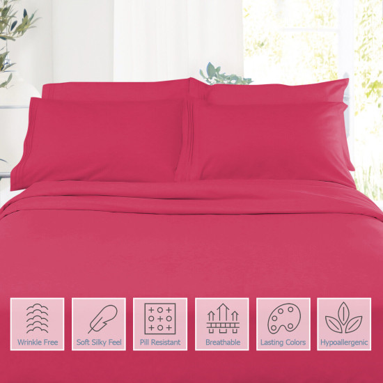 1800 Queen Or King Bed Sheets Ultra Soft Microfiber Deep Pocket 4 Pc Sheet Set