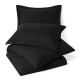 Duvet Cover Set Soft Brushed Comforter Cover W/Pillow Sham, Black - Queen