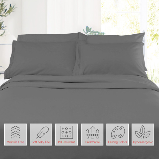 Double Brushed Soft Microfiber Hotel Style Bed Sheets, Deep Pocket Sheet Set