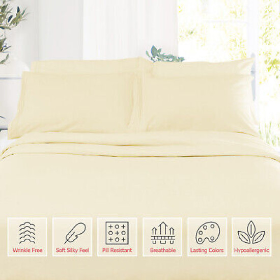 Double Brushed Soft Microfiber Hotel Style Bed Sheets, Deep Pocket Sheet Set