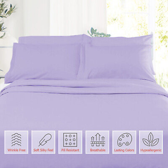 Double Brushed Soft Microfiber Hotel Style Bed Sheets, Deep Pocket Sheet Set