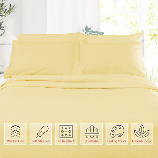 Double Brushed Soft Microfiber Hotel Style Bed Sheets, Deep Pocket Sheet Set