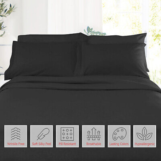 Double Brushed Soft Microfiber Hotel Style Bed Sheets, Deep Pocket Sheet Set