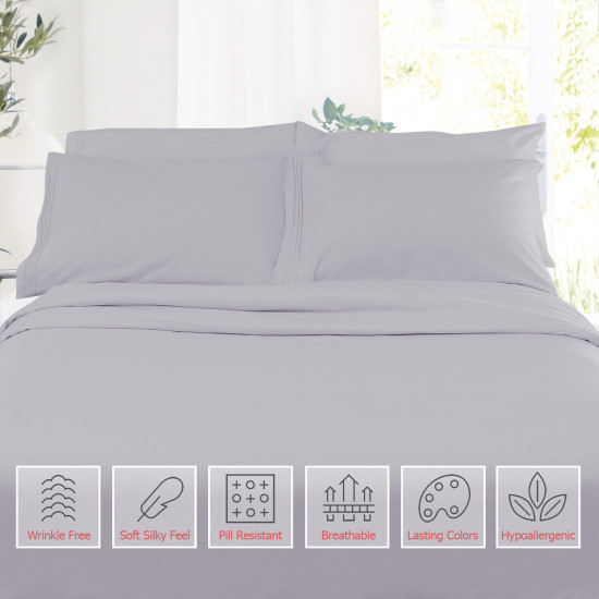 Double Brushed Soft Microfiber Hotel Style Bed Sheets, Deep Pocket Sheet Set