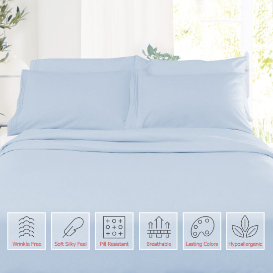 Double Brushed Soft Microfiber Hotel Style Bed Sheets, Deep Pocket Sheet Set