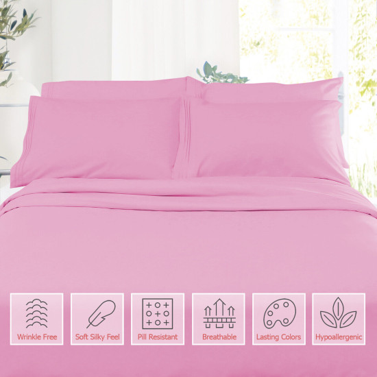 Double Brushed Soft Microfiber Hotel Style Bed Sheets, Deep Pocket Sheet Set