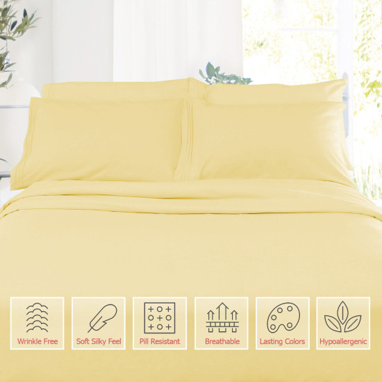 Double Brushed Soft Microfiber Hotel Style Bed Sheets, Deep Pocket Sheet Set
