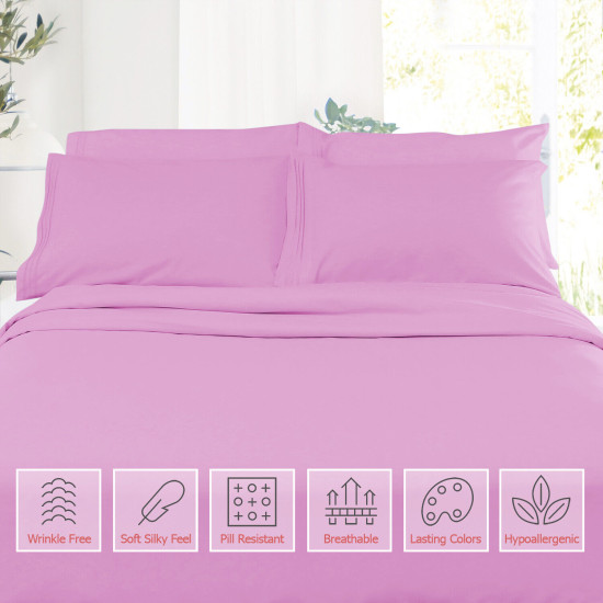 Double Brushed Soft Microfiber Hotel Style Bed Sheets, Deep Pocket Sheet Set