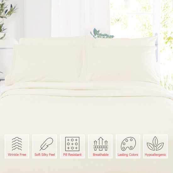 Double Brushed Soft Microfiber Hotel Style Bed Sheets, Deep Pocket Sheet Set