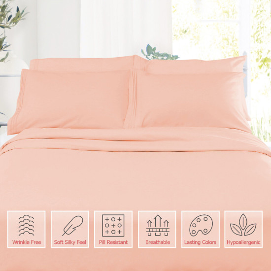 Double Brushed Soft Microfiber Hotel Style Bed Sheets, Deep Pocket Sheet Set