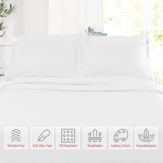 Double Brushed Soft Microfiber Hotel Style Bed Sheets, Deep Pocket Sheet Set