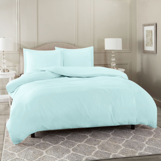 Duvet Cover Set Soft Brushed Comforter Cover W/Pillow Sham, Baby Blue - King