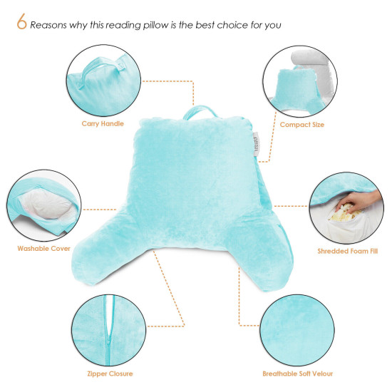 Bed Rest Reading Pillow for Kids & Teens Memory Foam TV Pillow With Arms Support