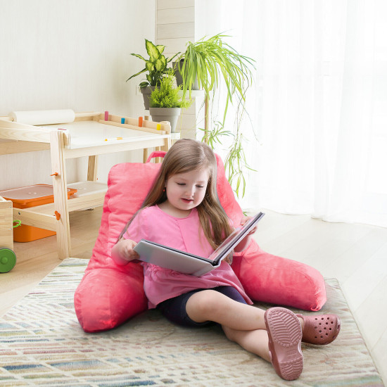 Bed Rest Reading Pillow for Kids & Teens Memory Foam TV Pillow With Arms Support