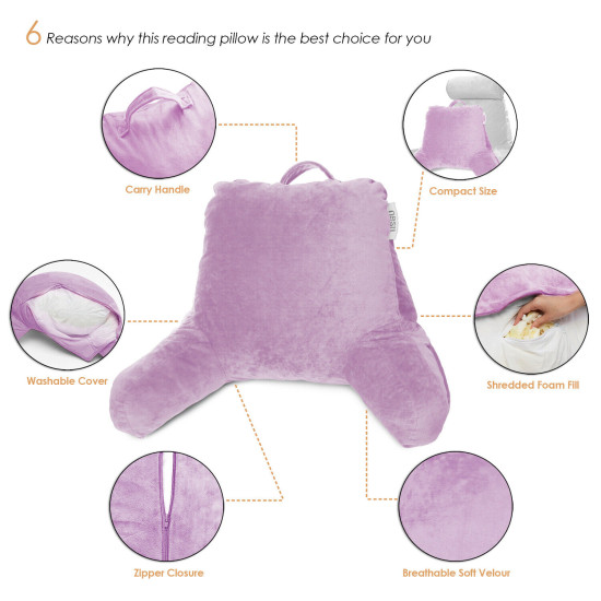 Bed Rest Reading Pillow for Kids & Teens Memory Foam TV Pillow With Arms Support