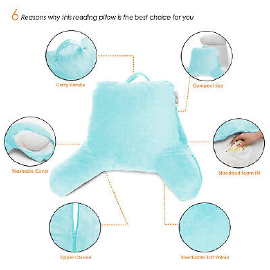 Bed Rest Reading Pillow for Kids & Teens Memory Foam TV Pillow With Arms Support
