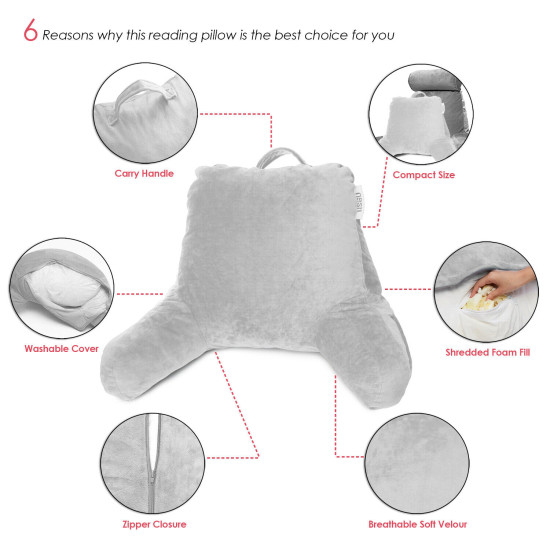 Bed Rest Reading Pillow for Kids & Teens Memory Foam TV Pillow With Arms Support