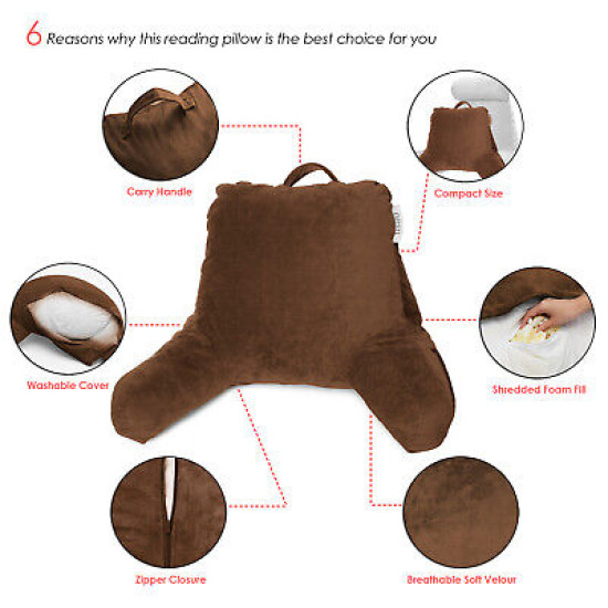 Bed Rest Reading Pillow for Kids & Teens Memory Foam TV Pillow With Arms Support