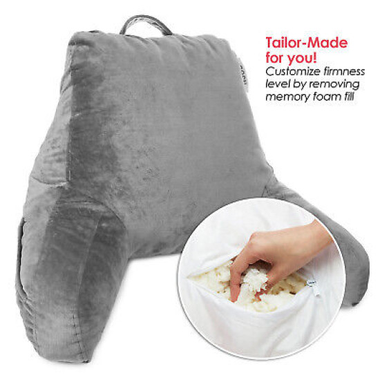 Bed Rest Reading Pillow for Kids & Teens Memory Foam TV Pillow With Arms Support