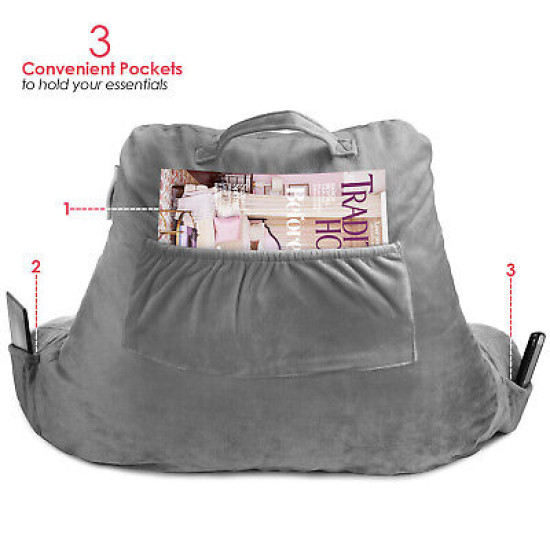 Bed Rest Reading Pillow for Kids & Teens Memory Foam TV Pillow With Arms Support