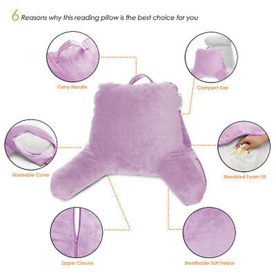 Bed Rest Reading Pillow for Kids & Teens Memory Foam TV Pillow With Arms Support