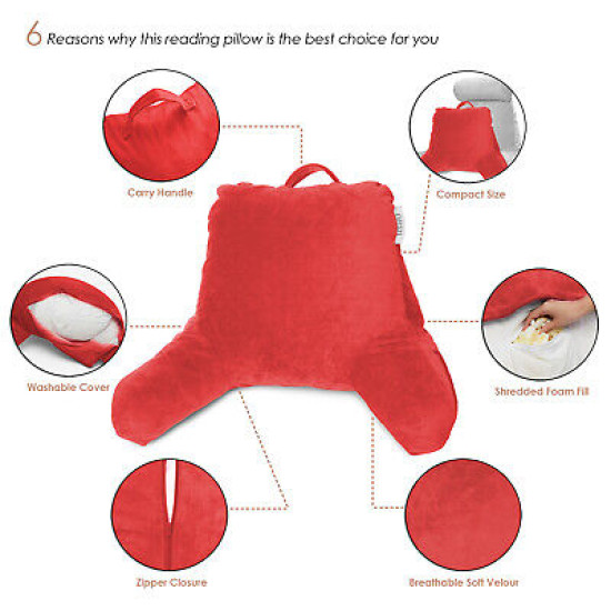 Bed Rest Reading Pillow for Kids & Teens Memory Foam TV Pillow With Arms Support