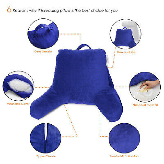 Bed Rest Reading Pillow for Kids & Teens Memory Foam TV Pillow With Arms Support