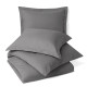 Duvet Cover Set Soft Brushed Comforter Cover W/Pillow Sham, Gray - Full