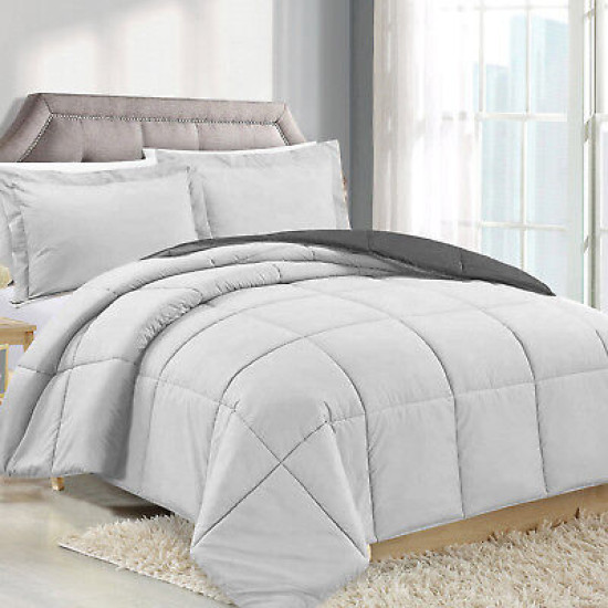 3 Piece Reversible Down Alternative Comforter Set - Comforter with Shams