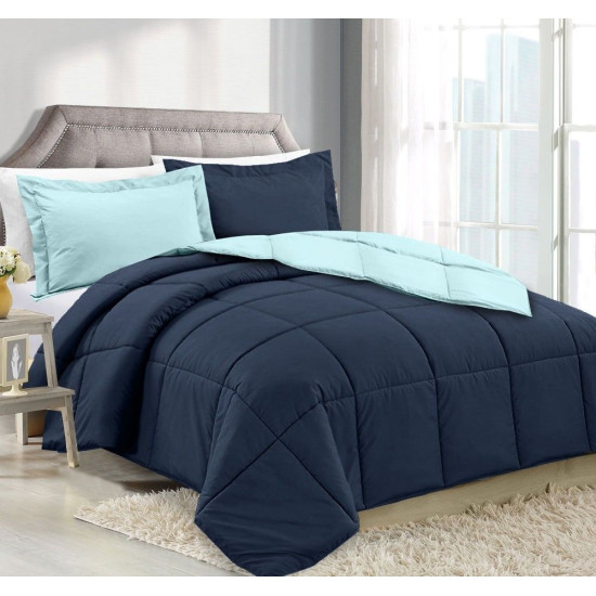 3 Piece Reversible Down Alternative Comforter Set - Comforter with Shams