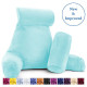 Large Foam Reading & TV Bed Rest Pillow +2 Neck & Lumbar Pillows, W/Pocket- Aqua