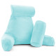 Large Foam Reading & TV Bed Rest Pillow +2 Neck & Lumbar Pillows, W/Pocket- Aqua