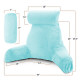 Large Foam Reading & TV Bed Rest Pillow +2 Neck & Lumbar Pillows, W/Pocket- Aqua