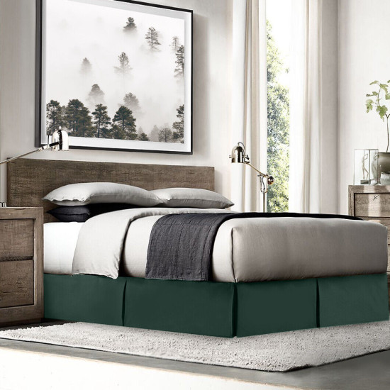 Luxury Pleated Tailored Bed Skirt - 14” Drop Dust Ruffle, Twin - Hunter Green