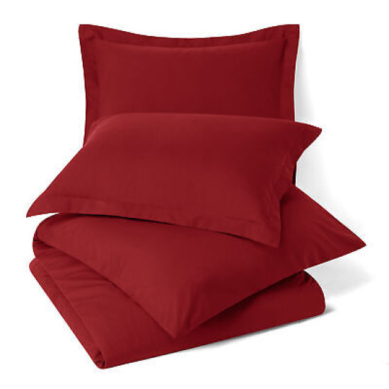 Duvet Cover Set Soft Brushed Comforter Cover W/Pillow Sham, Burgundy - King
