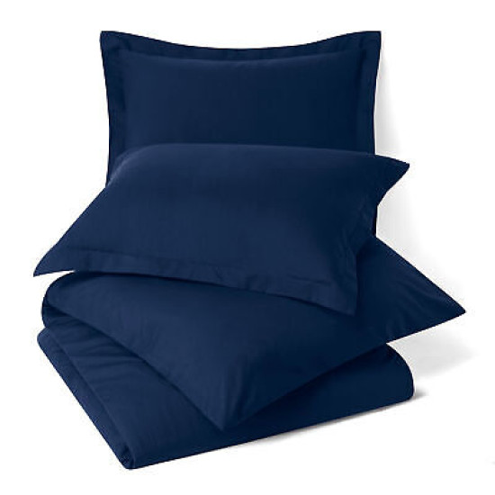 Duvet Cover Set Soft Brushed Comforter Cover W/Pillow Sham, Navy - Queen